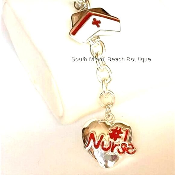 #1 Nurse Nursing Purse Charm Keychain Heart Cap RN LPN CNA Graduation Gift - Picture 6 of 11